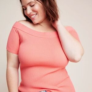 Minuet Off-the-Shoulder Top in Peach  1X NWOT